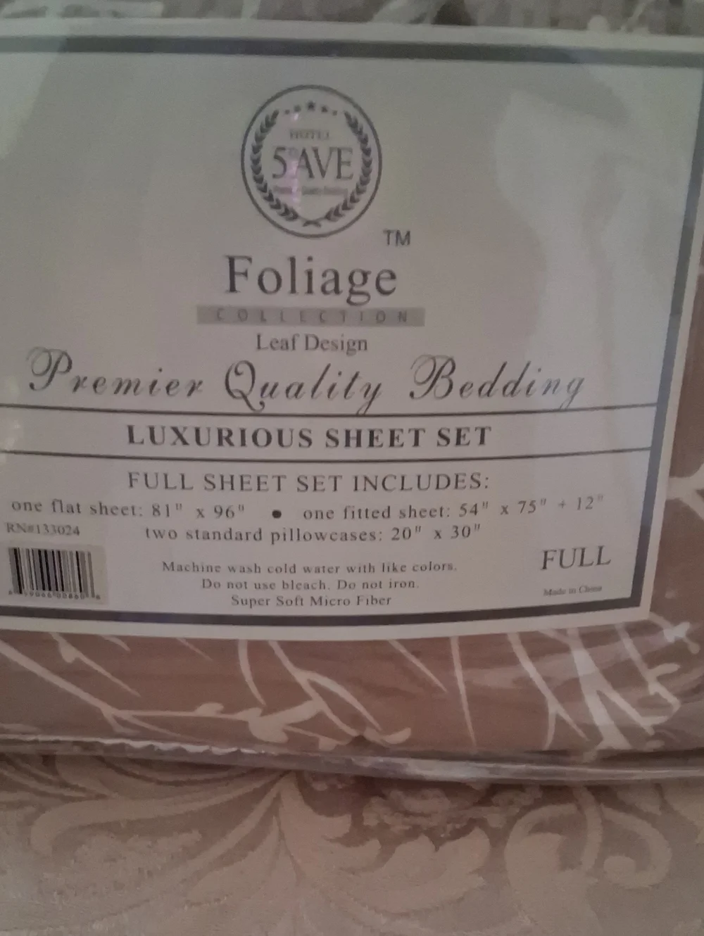 Hotel 5th Ave Full Sheet Set. NIB Brown/Cream